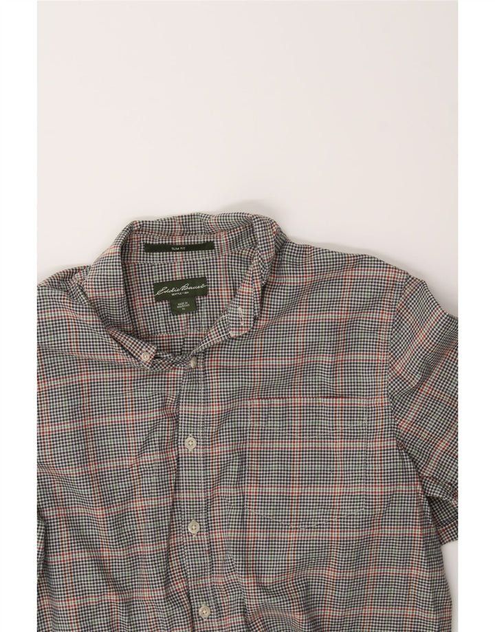 EDDIE BAUER Mens Seattle Slim Fit Shirt XL Blue Check Cotton Vintage Eddie Bauer and Second-Hand Eddie Bauer from Messina Hembry 