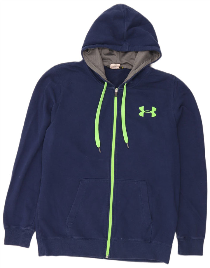 Under Armour Sudadera con capucha y cremallera para hombre, talla grande, algodón azul