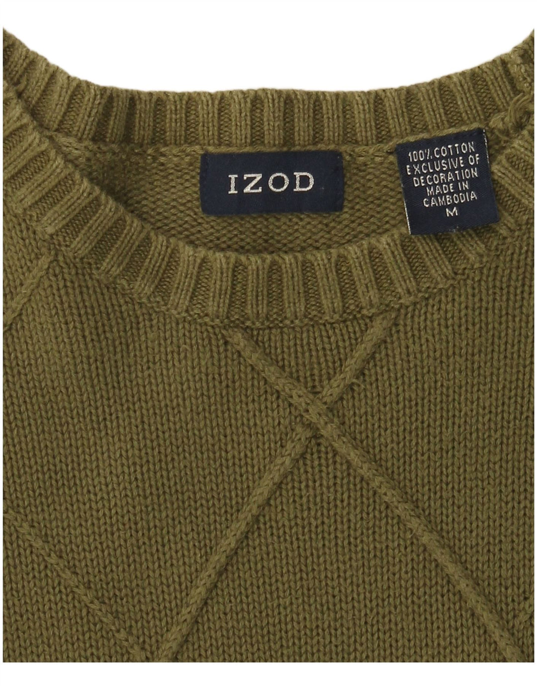 IZOD Jersey con Cuello Barco para Hombre Algodón Caqui Medio