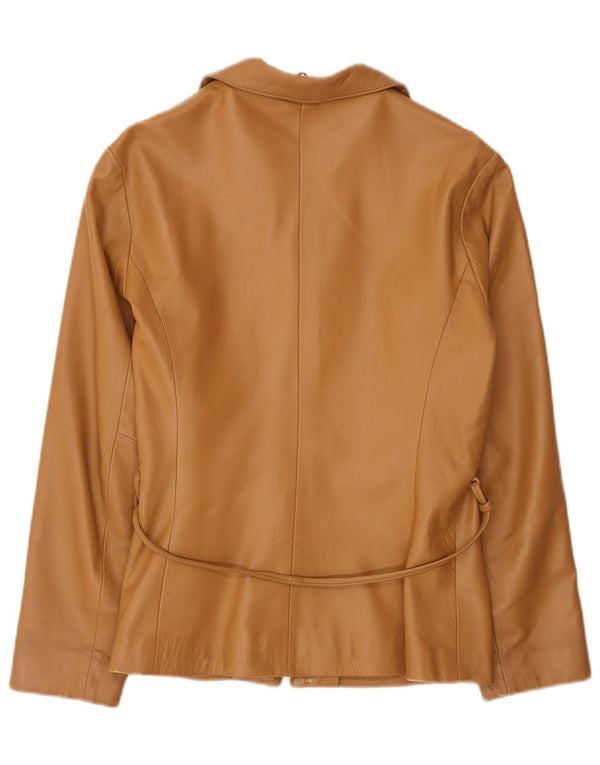 Chaqueta de cuero vintage para mujer IT 46 Marrón grande