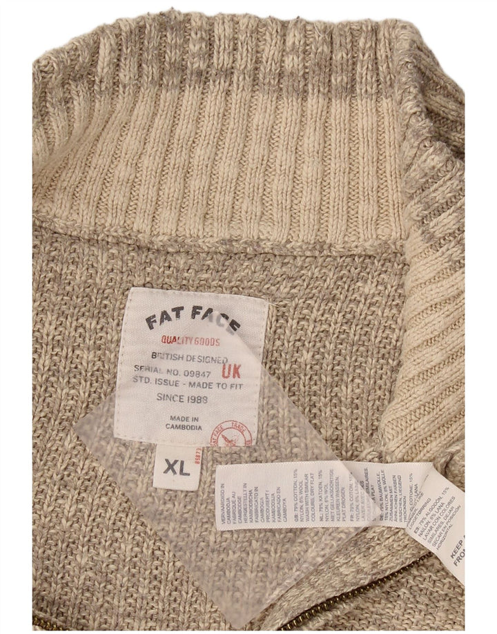 FAT FACE Jersey con cuello y cremallera para hombre XL Algodón gris