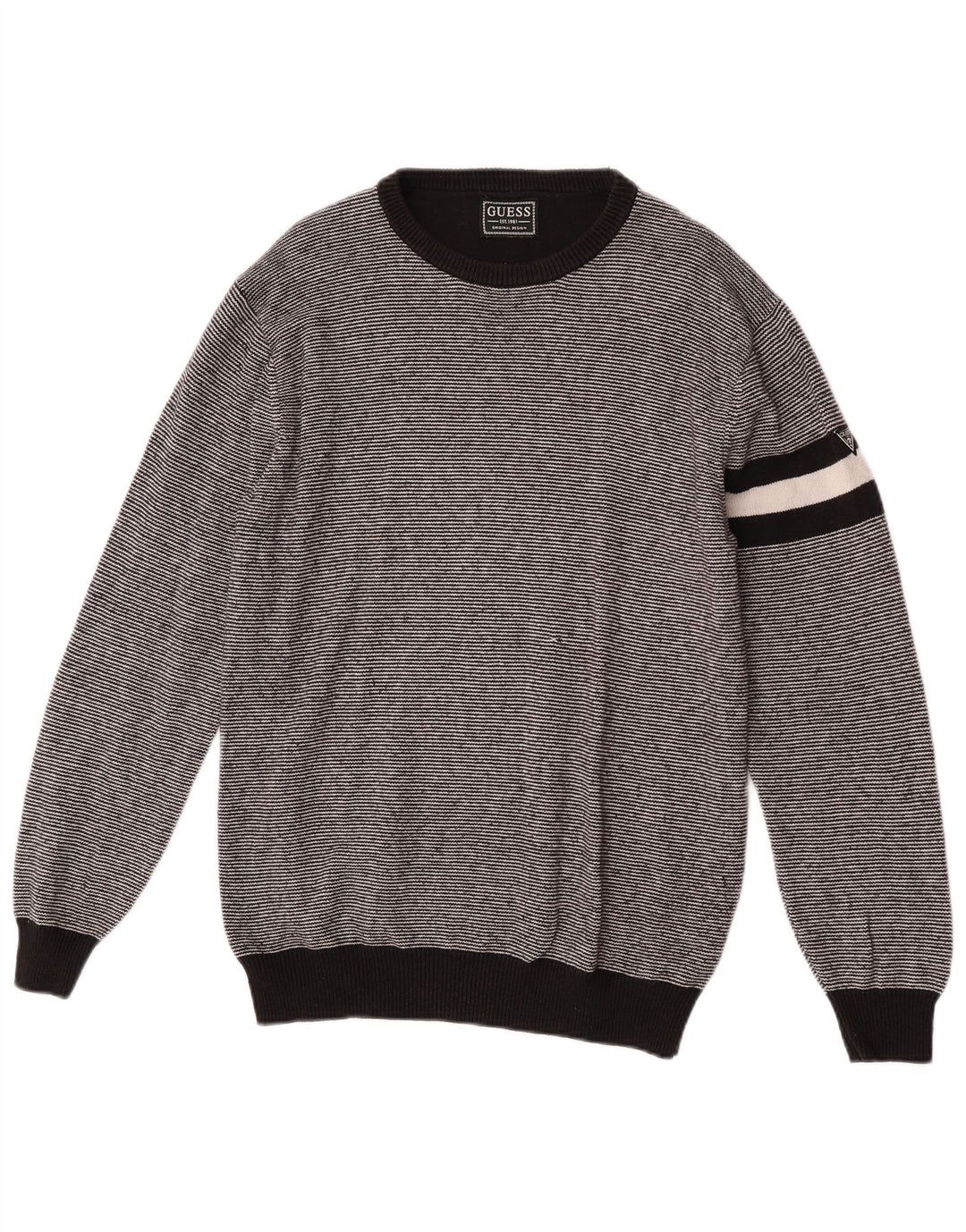 Guess Jersey De Cuello Redondo Para Hombre Jersey De Algodón A Rayas Negro Mediano