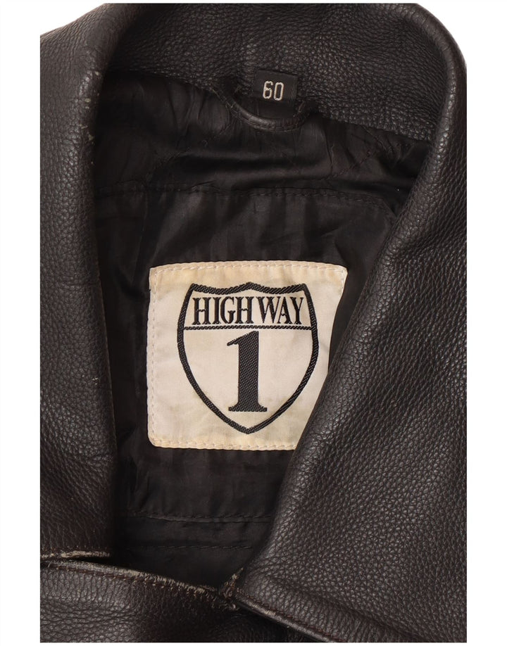 Highway 1 Chaqueta motera de cuero para hombre Talla 60 4XL Cuero negro