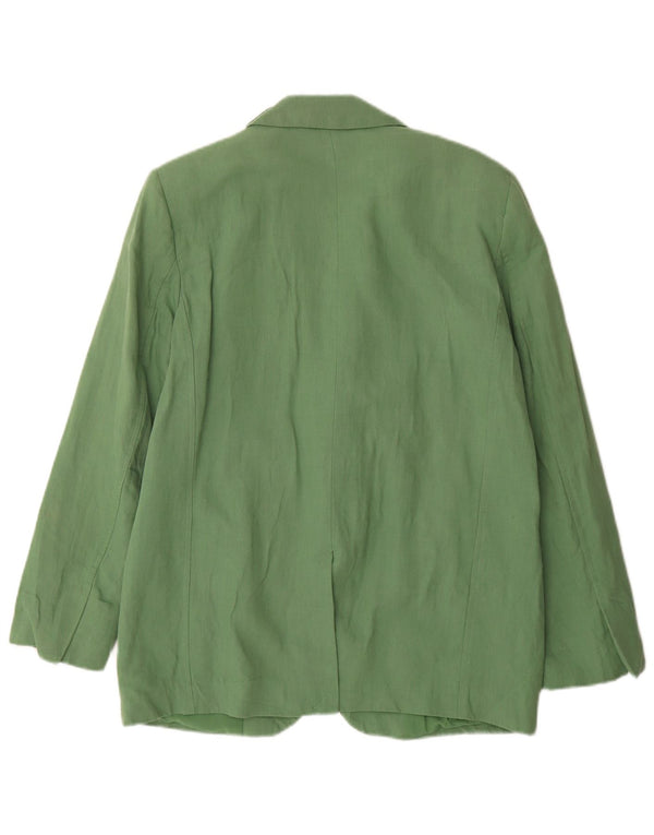 Zara Mujer Chaqueta Blazer Extragrande De 2 Botones Reino Unido 10 Pequeño Lino Verde