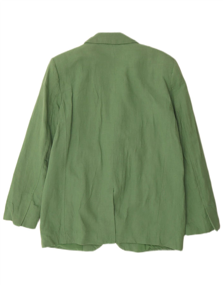 Zara Mujer Chaqueta Blazer Extragrande De 2 Botones Reino Unido 10 Pequeño Lino Verde