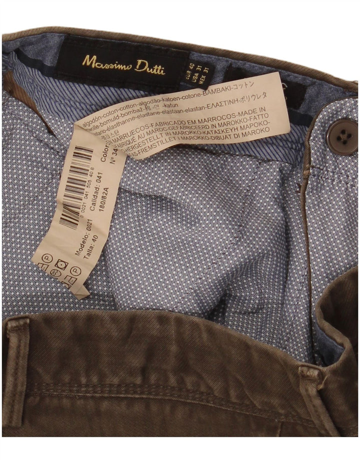 MASSIMO DUTTI Pantalón chino recto para hombre EU 40 Medium W31 L32 Marrón