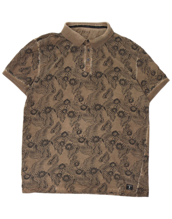 Guess Polo Hombre XL Algodón Floral Marrón