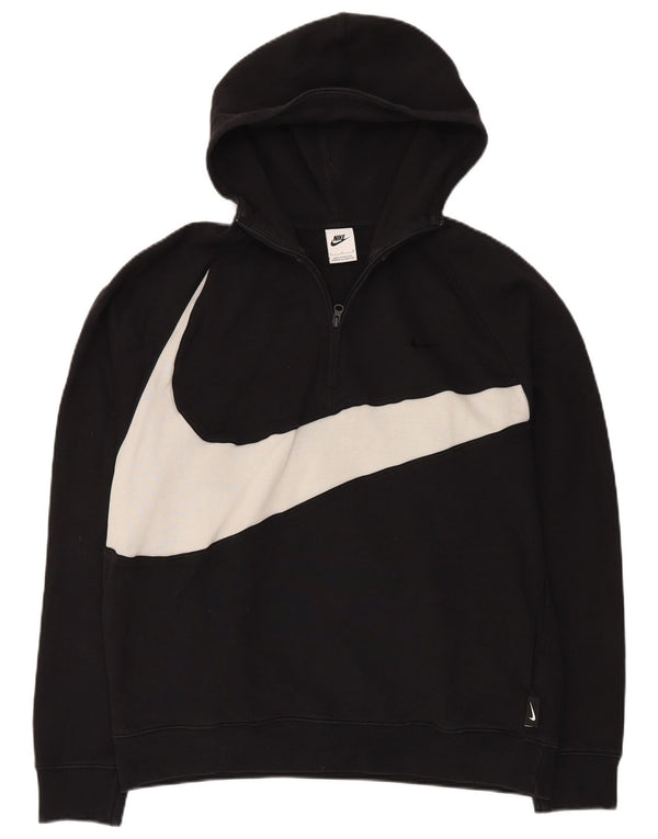 Nike Jersey con capucha y cuello con cremallera para hombre, talla grande, color negro