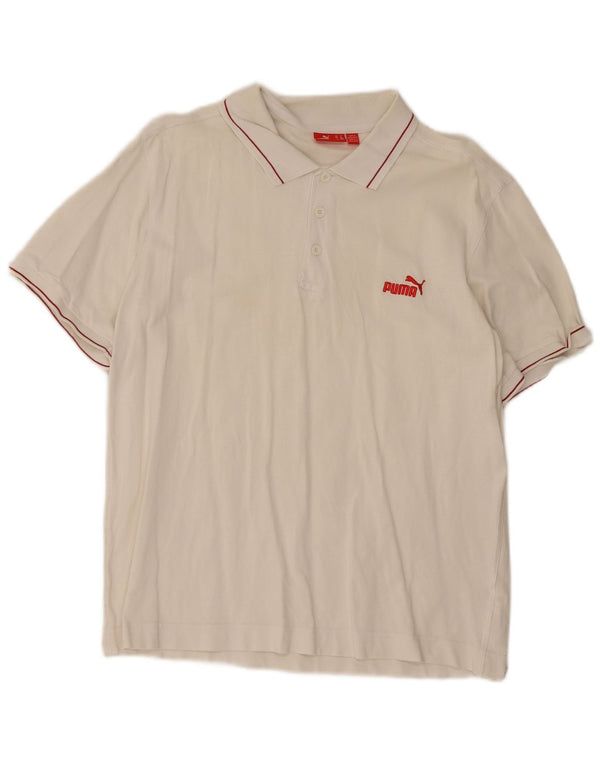 Puma Mens Polo Shirt Medium White Cotton