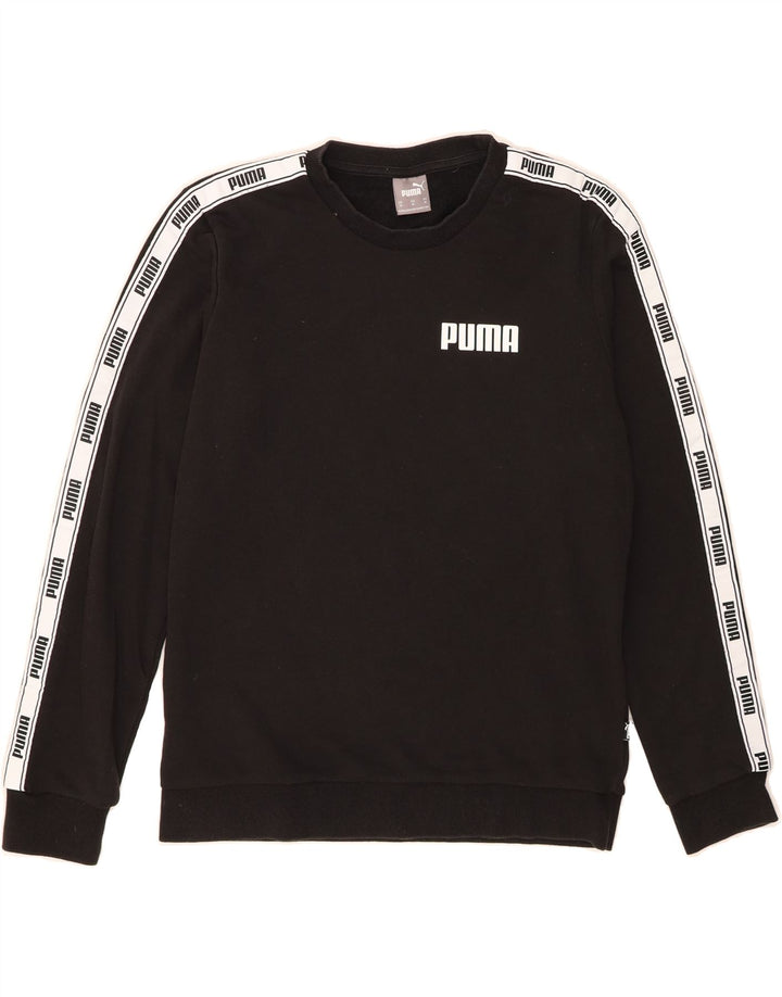 PUMA Mens Graphic Sweatshirt Jumper  Medium Black Cotton Vintage Puma and Second-Hand Puma from Messina Hembry 