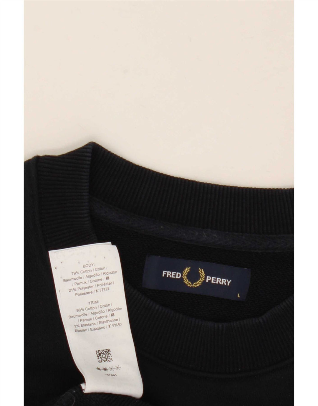 Fred Perry Hombre Sudadera Jumper Grande Azul Marino Algodón
