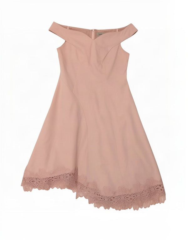 Coast Vestido Asimétrico con Hombros Descubiertos para Mujer UK 40 XL Poliéster Floral Rosa