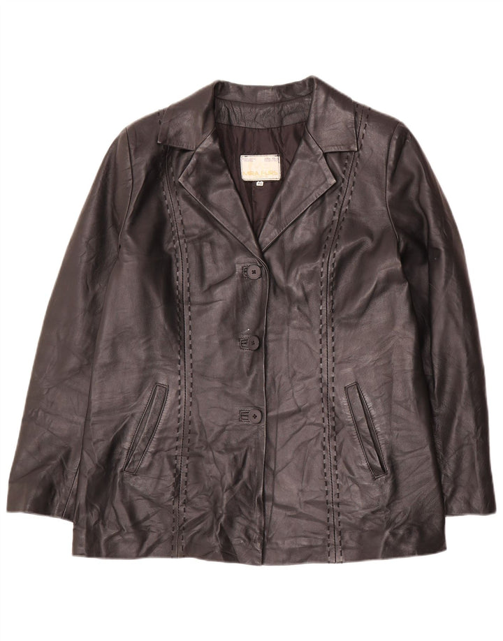Mira Furs Chaqueta de cuero para mujer IT 46 Cuero negro grande