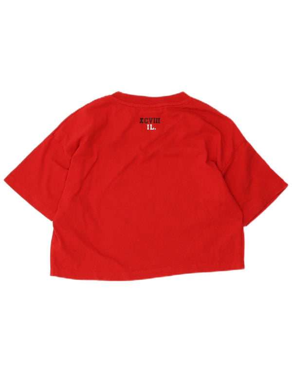 Superdry Mujer Crop Graphic Camiseta Top UK 10 Small Rojo Algodón