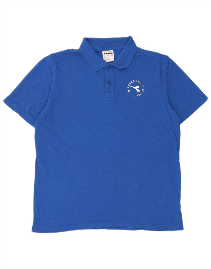 Polo Diadora Hombre Algodón Azul Medio