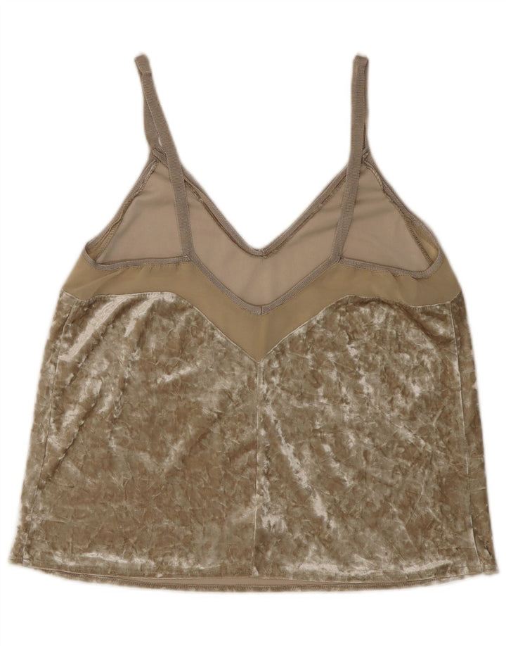 Zara Mujer Crop Top Cami De Terciopelo Reino Unido 42 Medio Beige