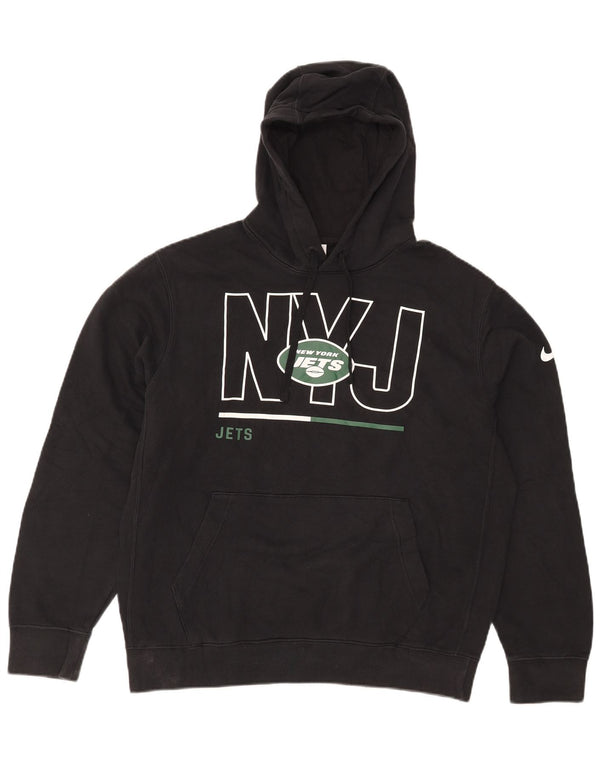 Nike New York Jets Graphic Sudadera con capucha para hombre, talla mediana, algodón negro