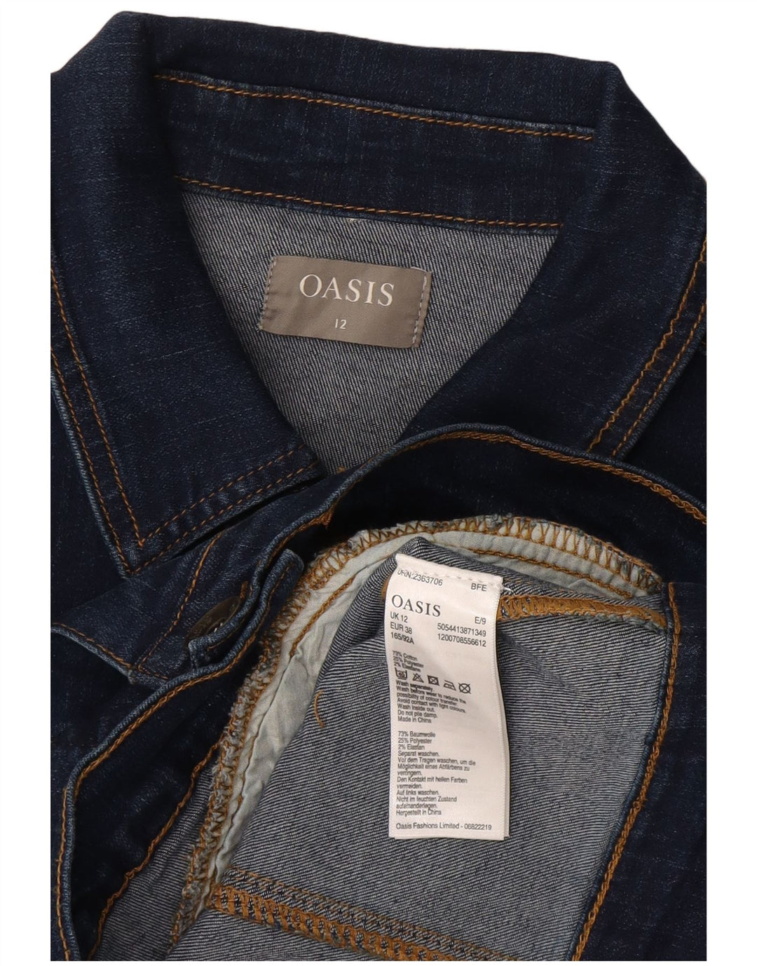 OASIS Chaqueta vaquera corta para mujer UK 12 Mediana Azul marino Algodón