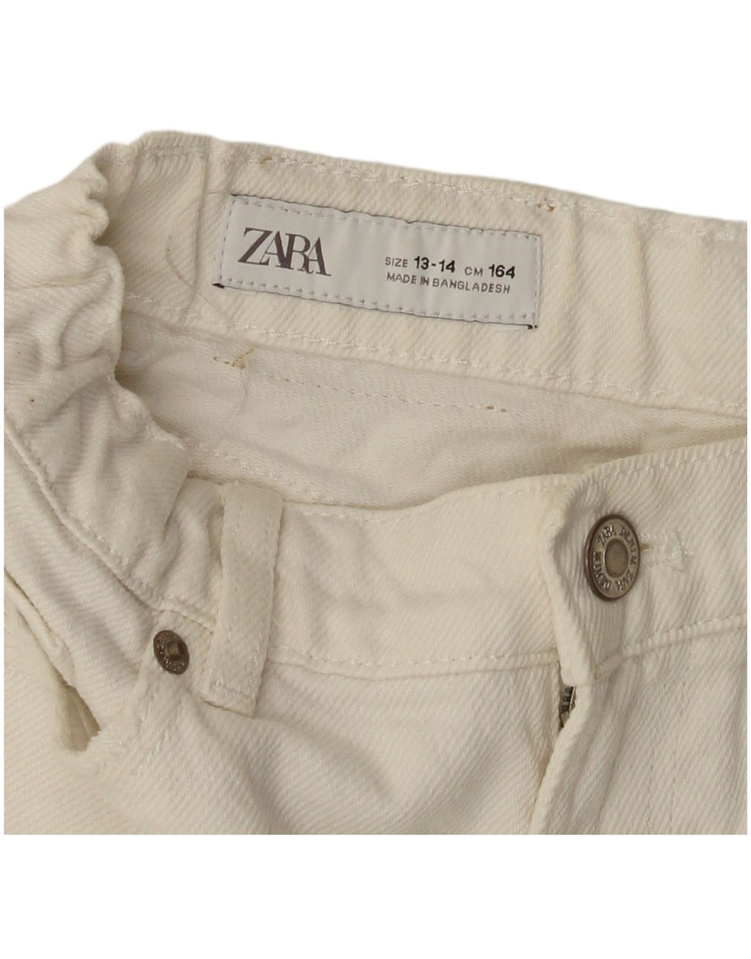 ZARA Shorts Vaqueros Desgastados para Niña 13-14 Años W26 Blanco Roto