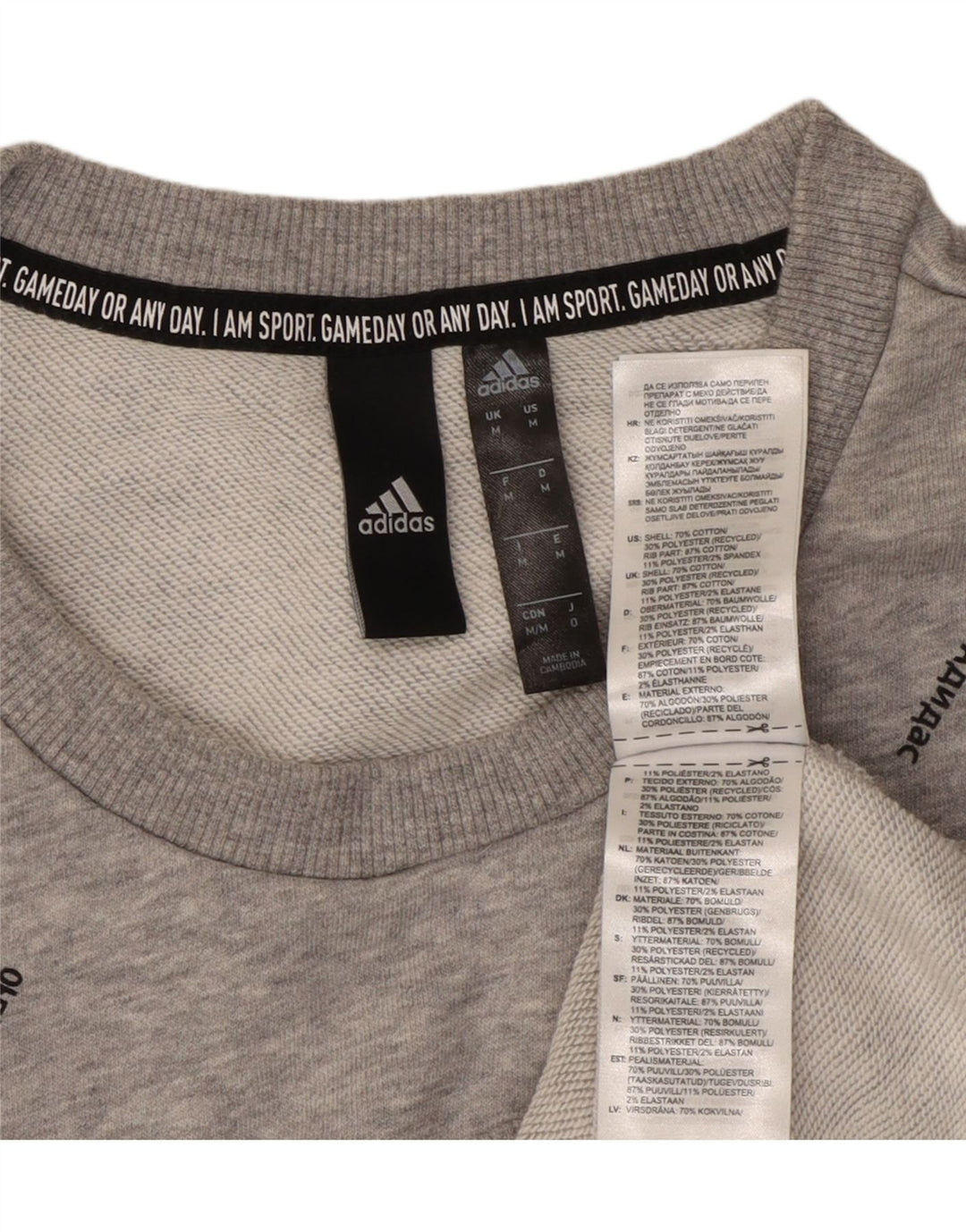 ADIDAS Hombre Sudadera Gráfica Jumper Algodón Gris Medio
