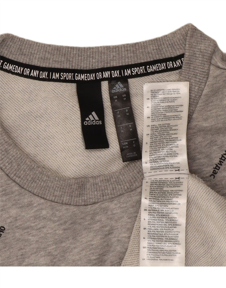 ADIDAS Hombre Sudadera Gráfica Jumper Algodón Gris Medio