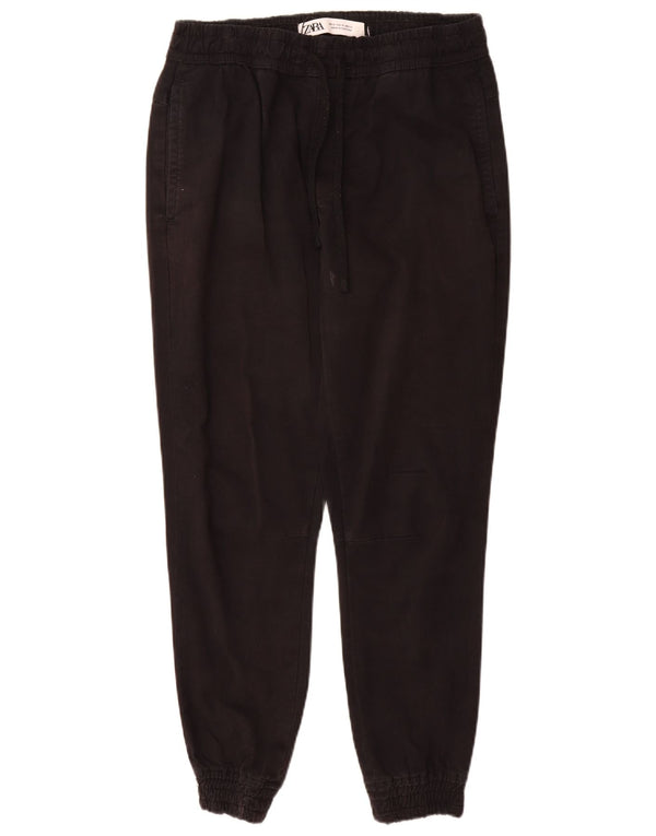 Zara Mens Joggers Chino Pantalones Medianos W31 L30 Algodón Negro