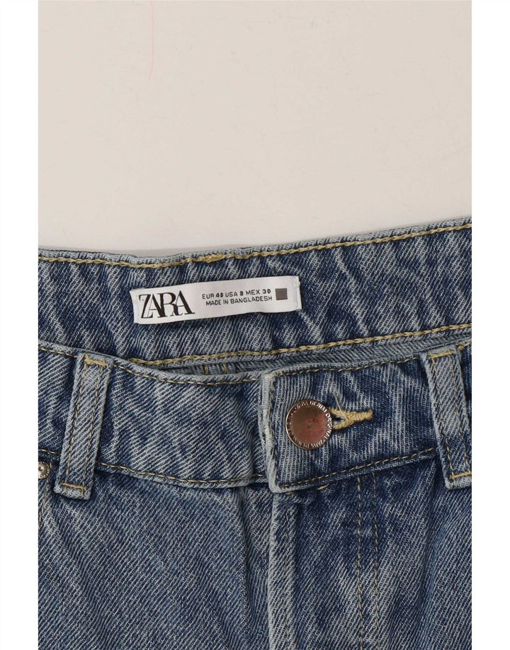 Zara Mujer Shorts Vaqueros De Cintura Alta EU 40 Medium W30 Azul