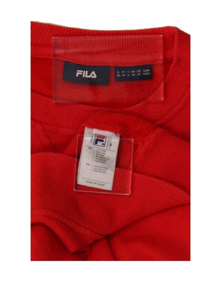 FILA Mens Graphic Sweatshirt Jumper Medium Red Cotton Vintage Fila and Second-Hand Fila from Messina Hembry 