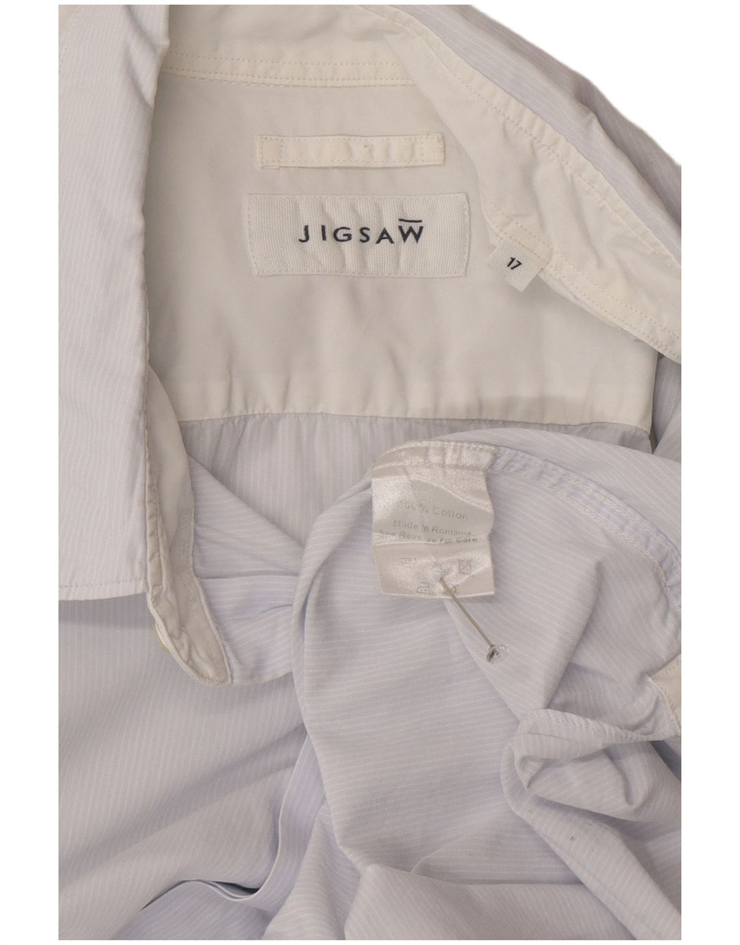 Camisa Jigsaw Hombre Talla 17 XL Algodón Rayas Azul