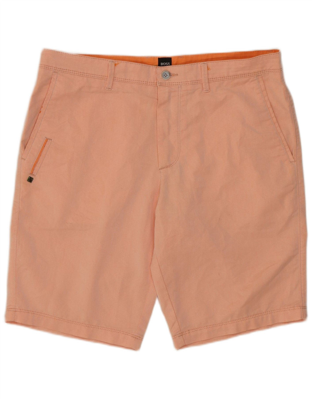 Hugo Boss Pantalones cortos chinos para hombre IT 48 Medium W32 Algodón naranja