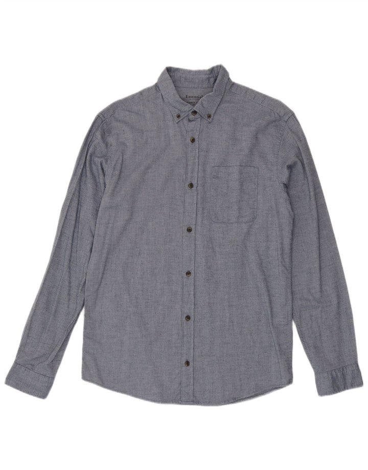 Jack & Jones Hombre Camisa De Franela De Algodón En Espiga Azul Grande