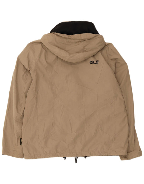 Jack Wolfskin Chaqueta impermeable con capucha para hombre UK 36/38 Poliéster beige medio