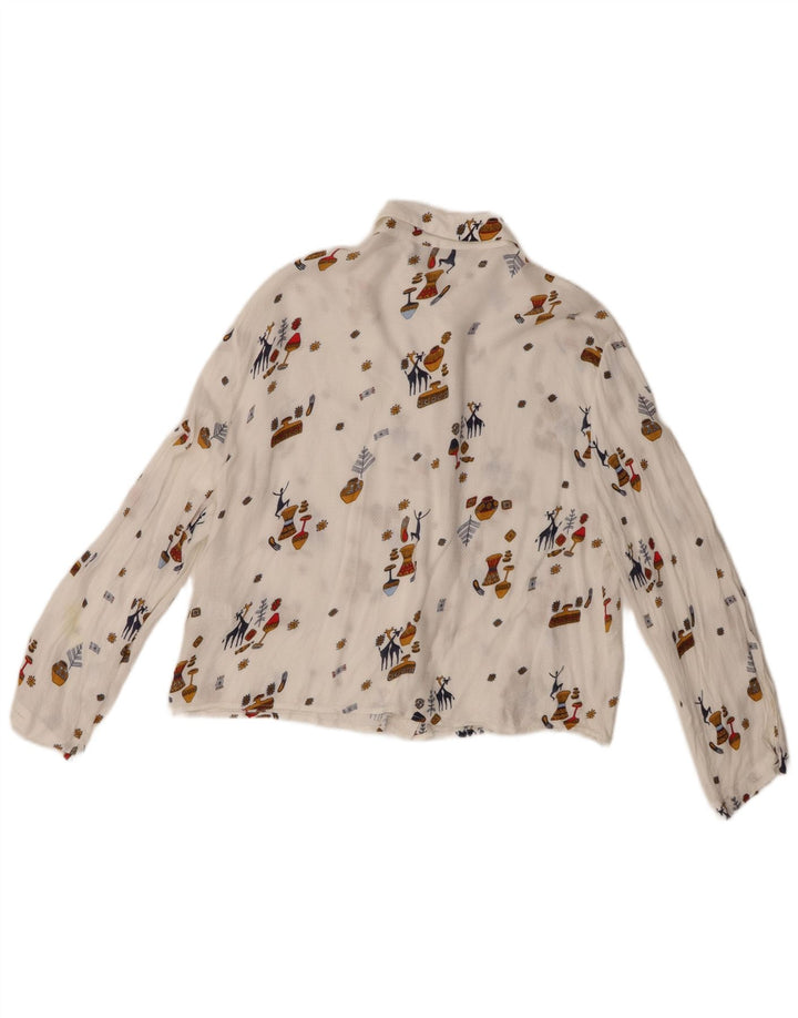 Zara Mujer Camisa Transparente UK 6 XS Viscosa Geométrica Blanca