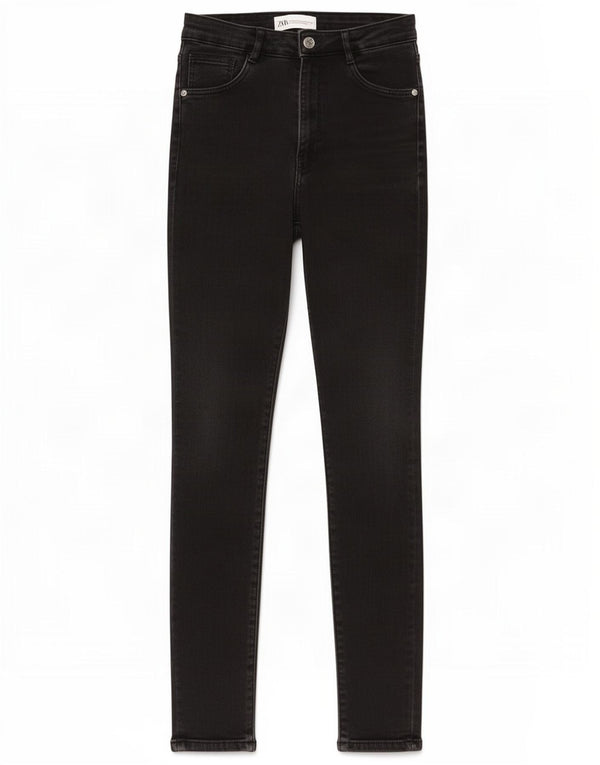 Zara Vaqueros Pitillo Mujer EU 36 XS W26 L27 Algodón Negro