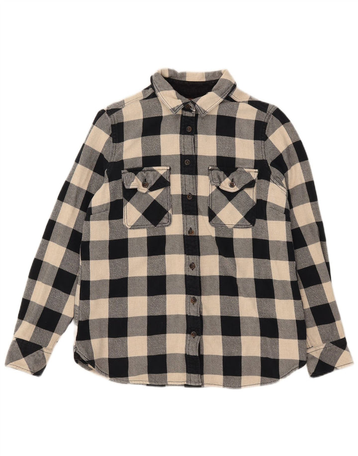 Roots Camisa de franela Canadá para mujer UK 44 Mediana Algodón a cuadros negro