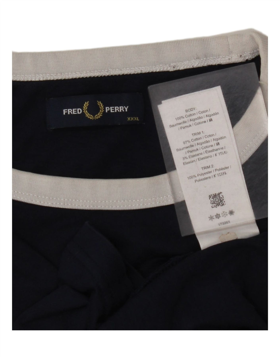 FRED PERRY Camiseta gráfica para hombre Top 3XL Azul marino Colorblock Algodón