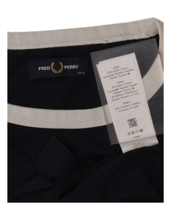FRED PERRY Camiseta gráfica para hombre Top 3XL Azul marino Colorblock Algodón