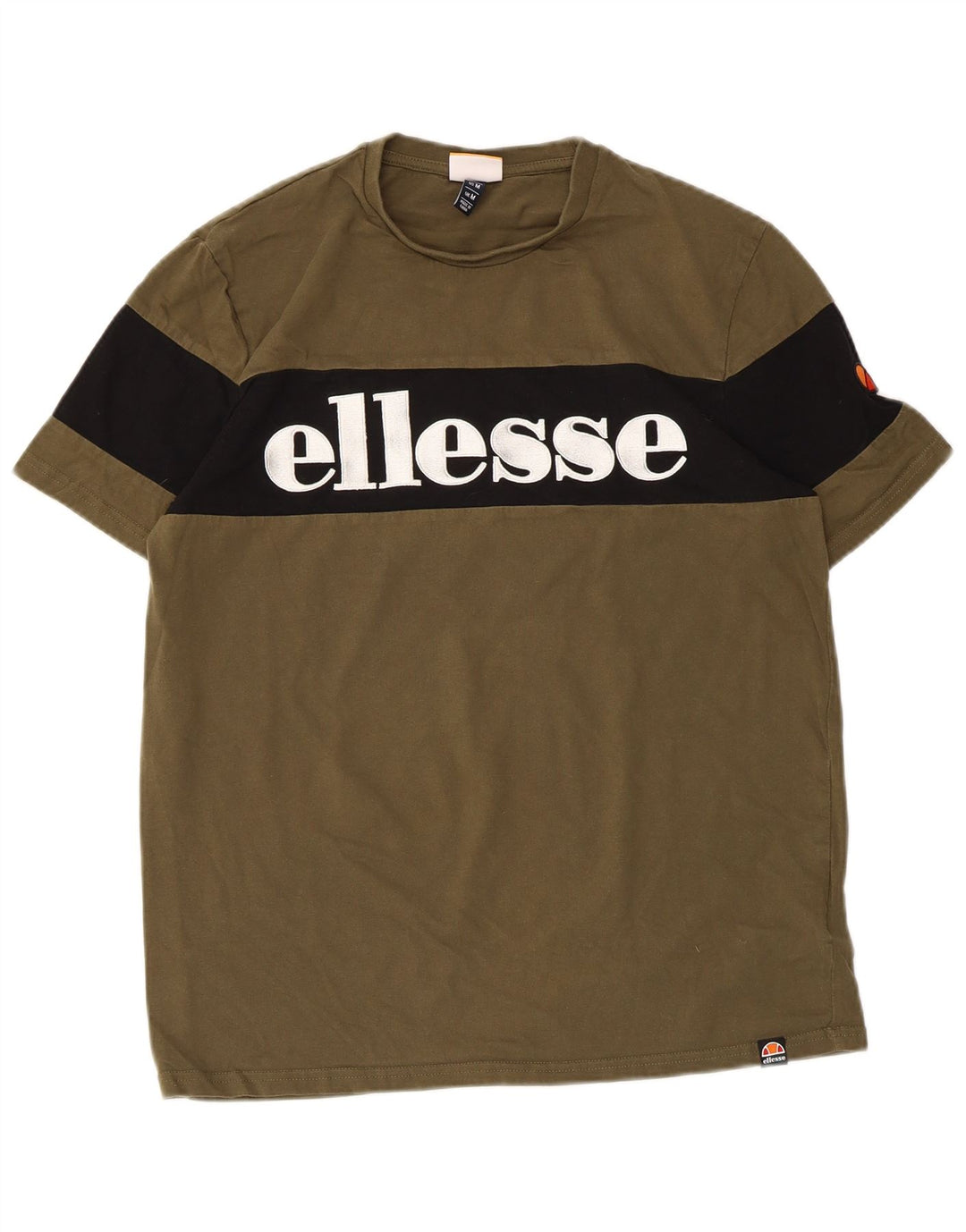 Ellesse Hombre Camiseta gráfica Top Medium Khaki Colorblock Algodón