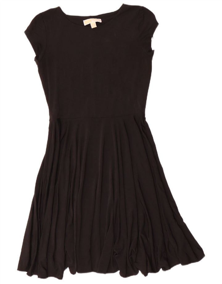 Michael Kors Vestido acampanado para mujer UK 10 Pequeño Poliéster negro