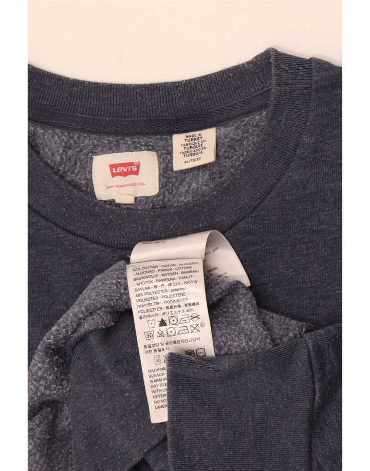Levi's Hombre Sudadera Gráfica Jumper XL Algodón Moteado Azul Marino