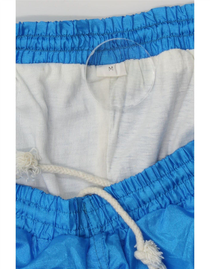 Vintage Hombre Chándal Pantalones Joggers Azul Medio Colorblock Poliamida