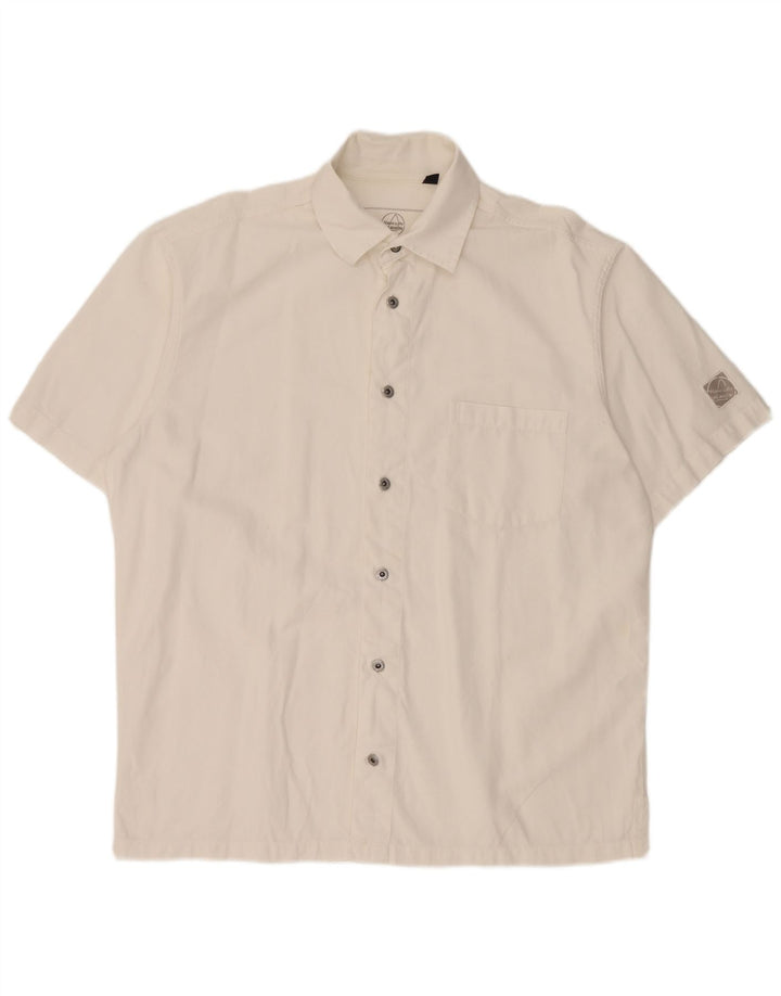 Murphy & Nye Camisa de manga corta para hombre grande de algodón blanco