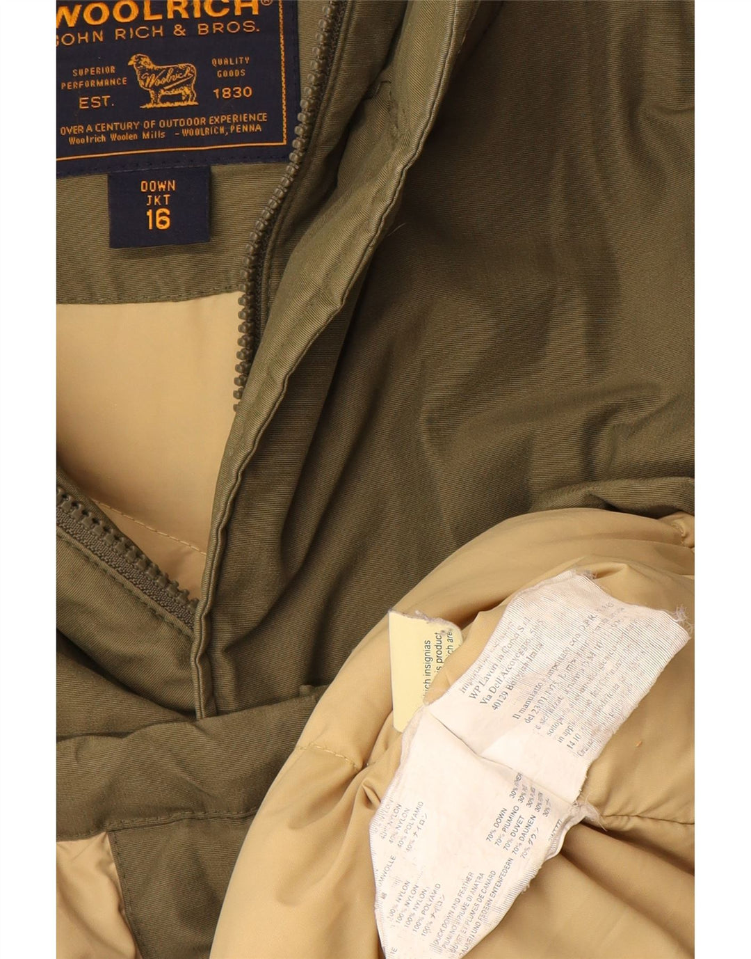 Woolrich Chaqueta acolchada con capucha para niño 15-16 años Verde Algodón
