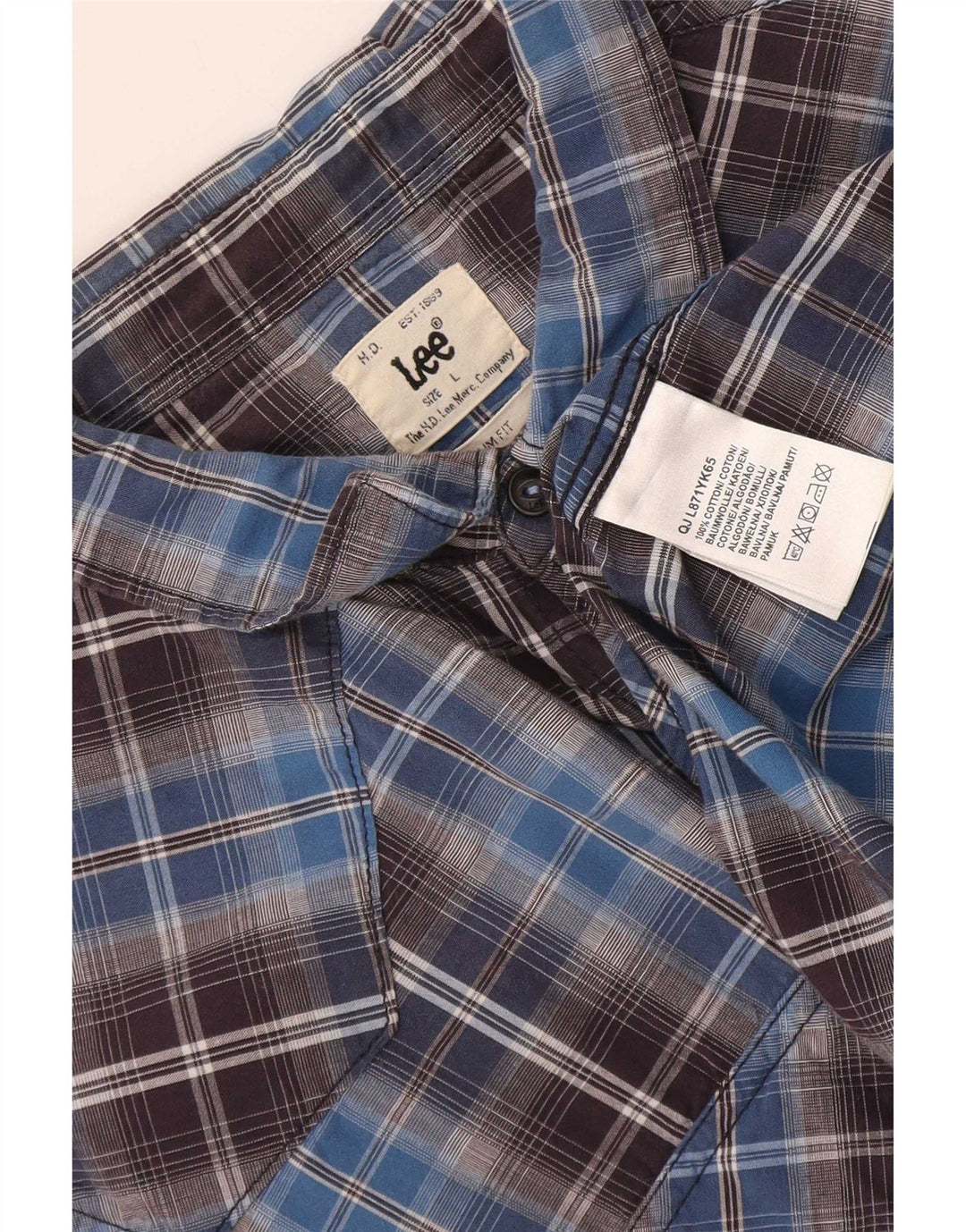 Camisa Lee Slim Fit De Algodón Con Cuadros Azules Grandes