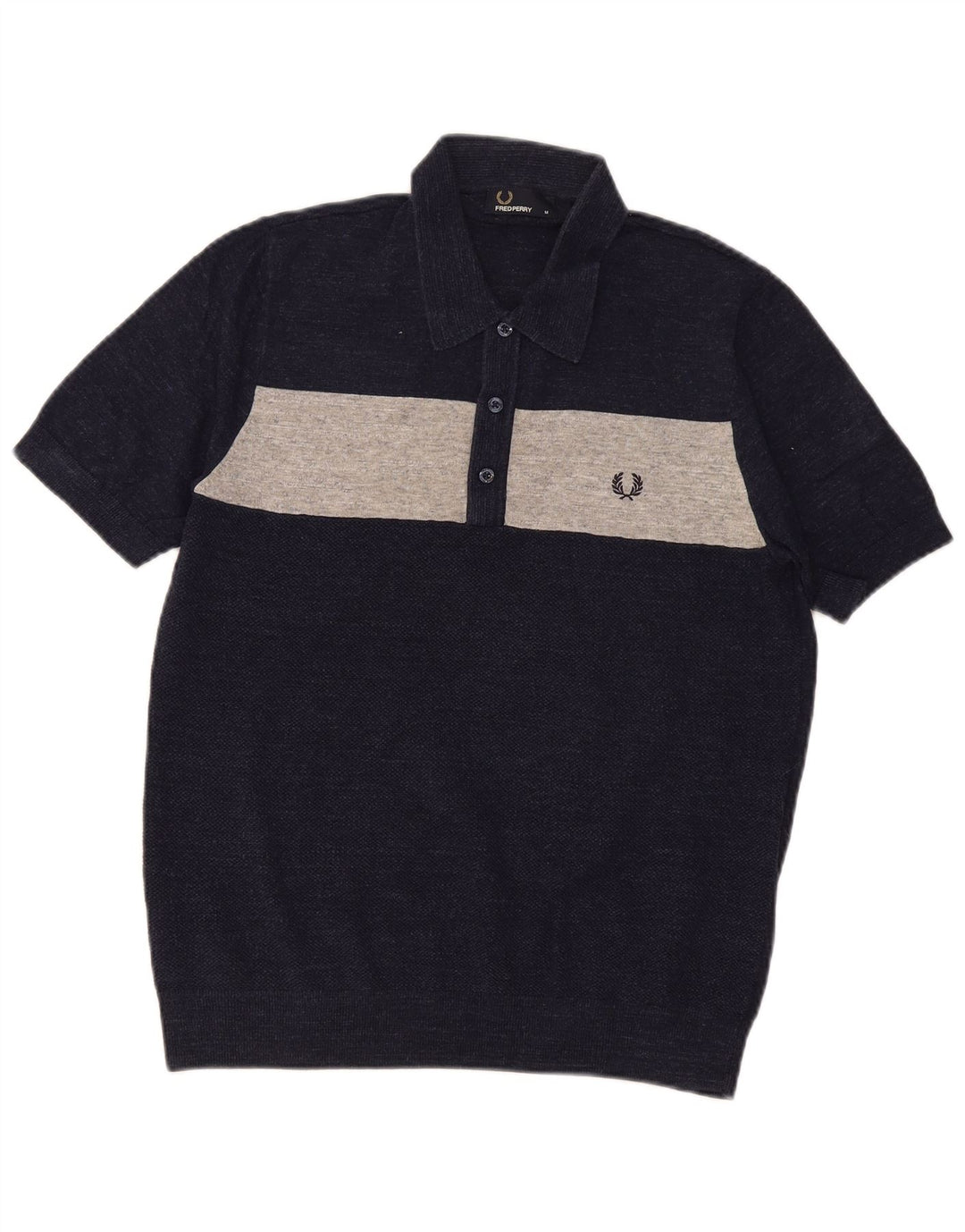Fred Perry Polo De Hombre De Algodón Color Block Azul Marino Medio