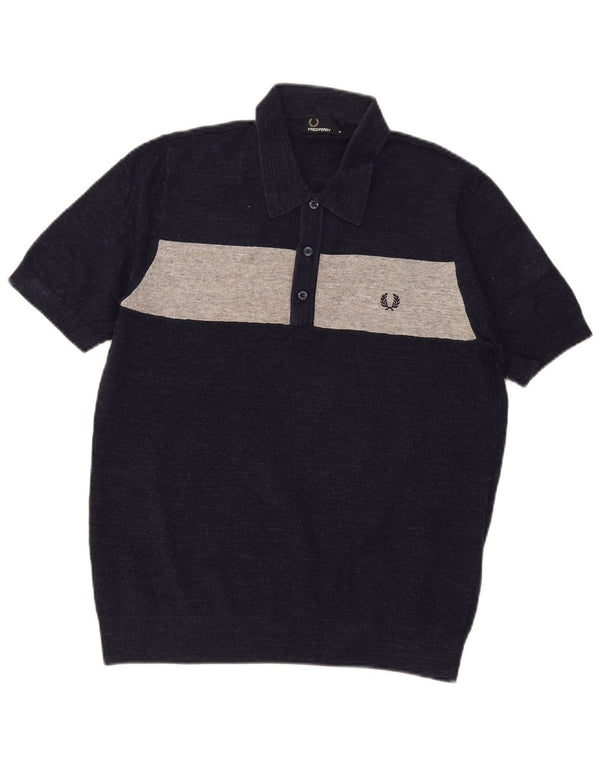 Fred Perry Polo De Hombre De Algodón Color Block Azul Marino Medio