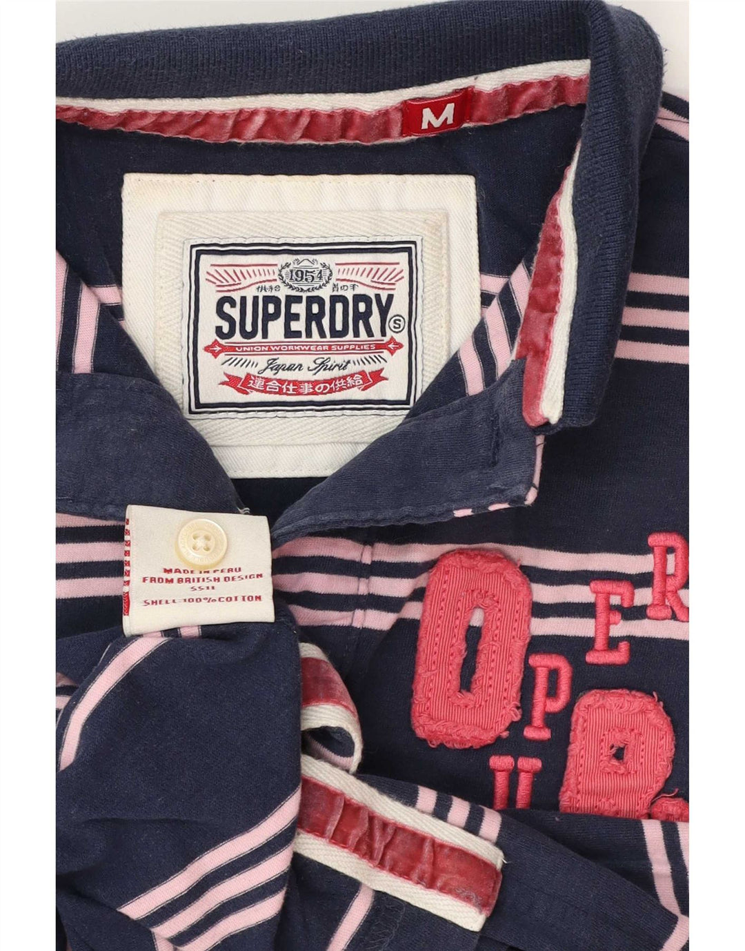 Superdry Polo gráfico de algodón a rayas en azul marino medio para hombre