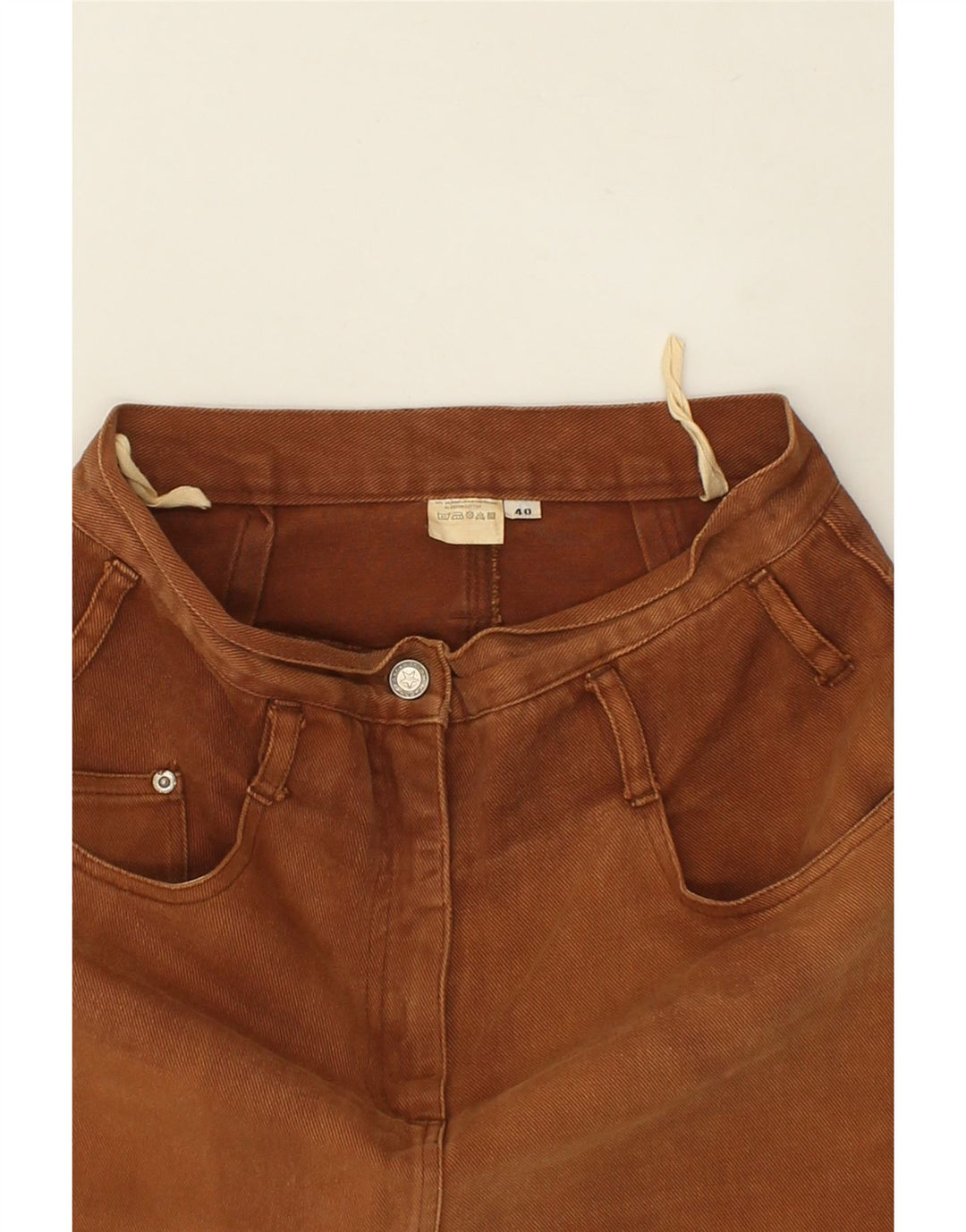 VINTAGE Falda vaquera para mujer EU 40 Mediana W28 Algodón marrón