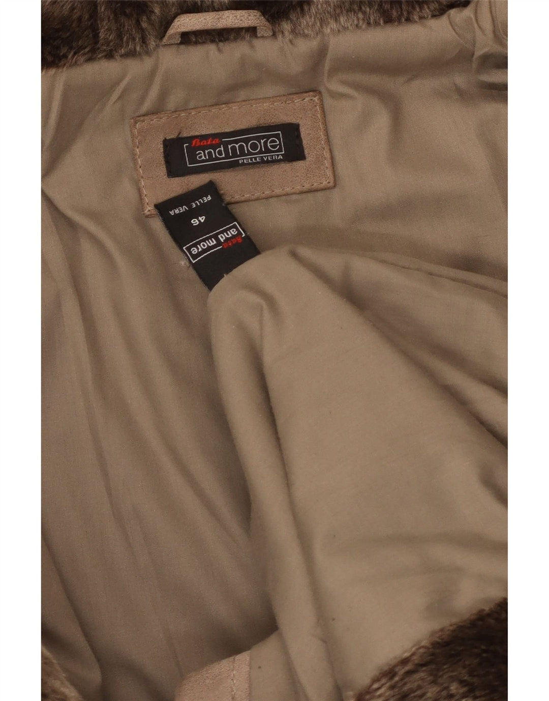 Bata and More Chaqueta de gamuza con capucha para mujer IT 46 Large Beige Leather