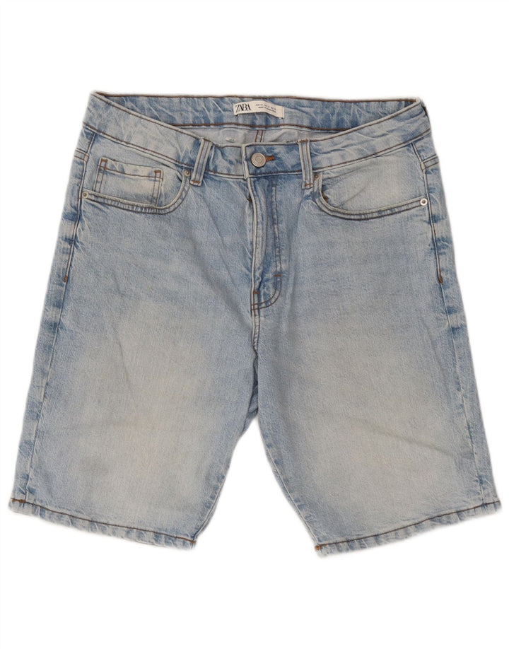 Zara Pantalones cortos de mezclilla para hombre EU 42 Large W32 Algodón azul